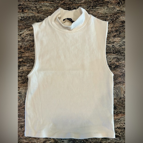 Zara Tops - Zara Sleeveless White Turtleneck Top
